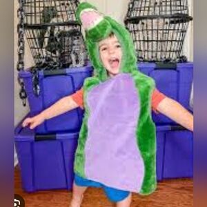 vtg Celebration Petables Dinosaur Hoodie Halloween Costume Y2K T-Rex Plush Vest